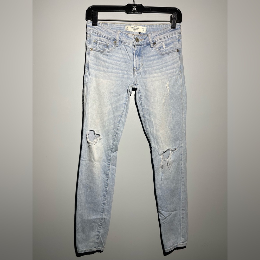 Abercrombie & Fitch Light Blue Ripped Skinny Jeans